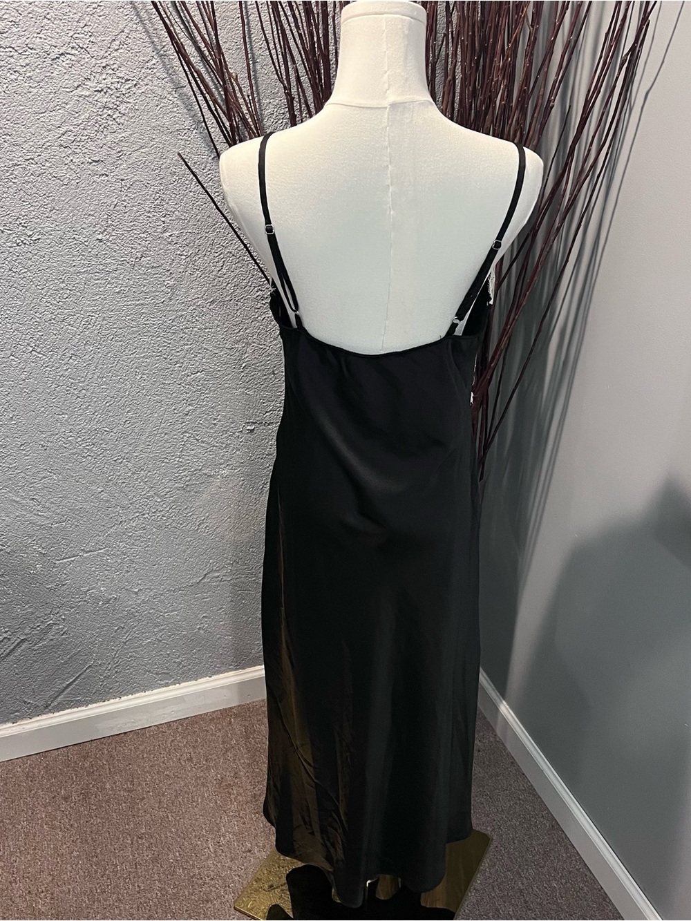 🌺NWT WILD FABLE BLACK SATIN AND LACE MAXI SLIP DRESS SIZE MEDIUM🌺 - Picture 4 of 7